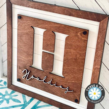 Load image into Gallery viewer, Square Shiplap Initial Sign File SVG, Glowforge, Name Personalized, LuckyHeartDesignsCo