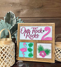 Load image into Gallery viewer, Flamingo Interchangeable Leaning Sign File SVG, Glowforge, LuckyHeartDesignsCo