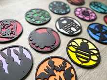 Load image into Gallery viewer, Simple Shapes Round Interchangeable Leaning Sign File, Glowforge, LuckyHeartDesignsCo