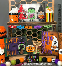 Load image into Gallery viewer, Gnome Halloween Standing File SVG, Glowforge Tiered Tray, LuckyHeartDesignsCo