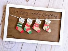 Load image into Gallery viewer, Christmas Stocking Family Shiplap Sign File SVG, Glowforge, LuckyHeartDesignsCo