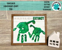 Load image into Gallery viewer, Dinosaur Handprint Craft File SVG, DIY Kids Gift, Glowforge, LuckyHeartDesignsCO
