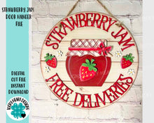 Load image into Gallery viewer, Strawberry Jam Door Hanger FILE SVG, Glowforge Summer, LuckyHeartDesignsCo