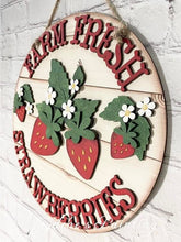 Load image into Gallery viewer, Strawberry Door Hanger File SVG, Glowforge Summer Sign, LuckyHeartDesignsCo