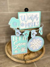 Load image into Gallery viewer, Winter Quick and Easy Tiered Tray File SVG, Glowforge Snowflakes, LuckyHeartDesignsCo