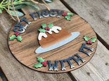 Load image into Gallery viewer, Figgy Pudding Christmas Door Hanger Sign File SVG, Glowforge, LuckyHeartDesignsCo
