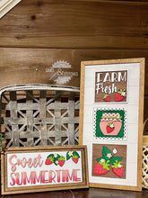 Load image into Gallery viewer, Strawberry Interchangeable Leaning Sign File SVG, Sweet Summer, Glowforge, LuckyHeartDesignsCo