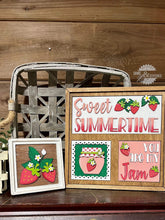 Load image into Gallery viewer, Strawberry Interchangeable Leaning Sign File SVG, Sweet Summer, Glowforge, LuckyHeartDesignsCo
