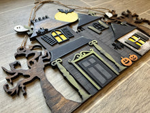 Load image into Gallery viewer, Large Haunted House Door Hanger Sign File SVG, Glowforge, LuckyHeartDesignsCo