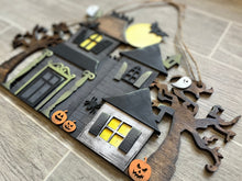 Load image into Gallery viewer, Large Haunted House Door Hanger Sign File SVG, Glowforge, LuckyHeartDesignsCo