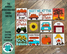 Load image into Gallery viewer, Fall Pumpkin Patch Interchangeable Leaning Sign File SVG, Glowforge, LuckyHeartDesignsCo