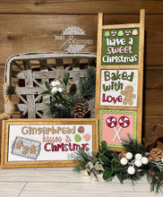 Load image into Gallery viewer, Gingerbread Interchangeable Leaning Sign File SVG, Glowforge Christmas, LuckyHeartDesignsCO