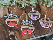 Load image into Gallery viewer, Cardinal Butterfly Memorial Christmas Ornament File SVG, Glowforge, LuckyHeartDesignsCo