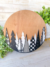 Load image into Gallery viewer, Round Christmas Tree Farm Door Hanger File SVG, Holiday Glowforge, LuckyHeartDesignsCo