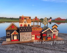 Load image into Gallery viewer, Americana Standing Houses File SVG, Fourth of July, USA Glowforge, LuckyHeartDesignsCo