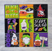 Load image into Gallery viewer, Gnome Halloween Interchangeable Leaning Sign File SVG, Glowforge Tiered Tray, LuckyHeartDesignsCo