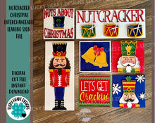 Load image into Gallery viewer, Nutcracker Christmas Interchangeable Leaning Sign File SVG, Tiered Tray Glowforge, LuckyHeartDesignsCo