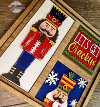 Load image into Gallery viewer, Nutcracker Christmas Interchangeable Leaning Sign File SVG, Tiered Tray Glowforge, LuckyHeartDesignsCo