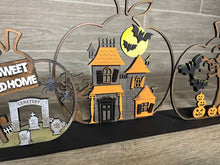 Load image into Gallery viewer, Halloween Standing Pumpkin. Trio File SVG, Glowforge, LuckyHeartDesignsCo