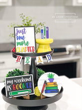 Load image into Gallery viewer, Reading Book Quick and Easy Tiered Tray File SVG, Glowforge Tier Tray, LuckyHeartDesignsCo