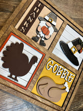Load image into Gallery viewer, Pilgrim Thanksgiving Interchangeable Leaning Sign File SVG, Tiered Tray Glowforge, LuckyHeartDesignsCo