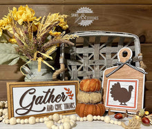 Load image into Gallery viewer, Pilgrim Thanksgiving Interchangeable Leaning Sign File SVG, Tiered Tray Glowforge, LuckyHeartDesignsCo