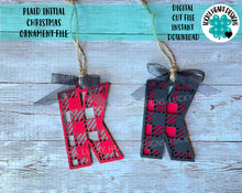 Load image into Gallery viewer, Plaid Initial Christmas Ornament File SVG, Glowforge, LuckyHeartDesignsCO