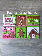 Load image into Gallery viewer, Gingerbread Interchangeable Leaning Sign File SVG, Glowforge Christmas, LuckyHeartDesignsCO