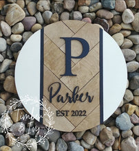 Load image into Gallery viewer, Herringbone Initial Sign File SVG, Monogram Glowforge, LuckyHeartDesignsCo