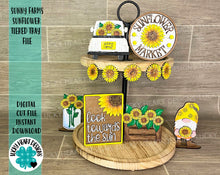 Load image into Gallery viewer, Sunny Farms Sunflower Tiered Tray File SVG, Tier Tray Glowforge, LuckyHeartDesignsCo
