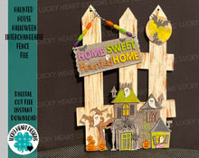 Load image into Gallery viewer, Haunted House Halloween Interchangeable Fence File SVG, Glowforge, LuckyHeartDesignsCo