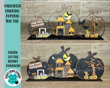 Load image into Gallery viewer, Halloween Standing Pumpkin. Trio File SVG, Glowforge, LuckyHeartDesignsCo