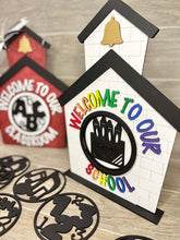 Load image into Gallery viewer, School House Interchangeable Sign File SVG, Glowforge, LuckyHeartDesignsCO