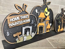 Load image into Gallery viewer, Halloween Standing Pumpkin. Trio File SVG, Glowforge, LuckyHeartDesignsCo