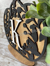 Load image into Gallery viewer, Leafy Floral Initial Standing Pumpkin File SVG, Glowforge. LuckyHeartDesignsCo