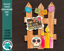 Load image into Gallery viewer, Dia De Los Muertos Interchangeable Fence File SVG, Glowforge Halloween, LuckyHeartDesignsCo