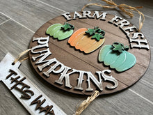 Load image into Gallery viewer, Farm Fresh Pumpkin Round Sign File SVG, Glowforge Fall, LuckyHeartDesignsCo