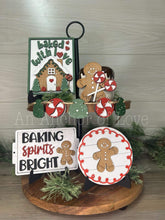 Load image into Gallery viewer, Gingerbread Christmas Quick and Easy Tiered Tray File SVG, Glowforge Tier Tray, LuckyHeartDesignsCO