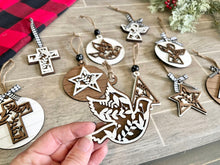 Load image into Gallery viewer, Leafy Floral Christian Christmas Ornament File SVG, Religious, Glowforge, LuckyHeartDesignsCo