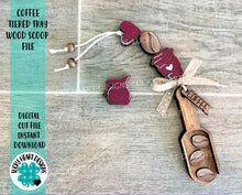 Load image into Gallery viewer, Coffee Tiered Tray Wood Scoop File SVG, Glowforge, LuckyHeartDesignsCo