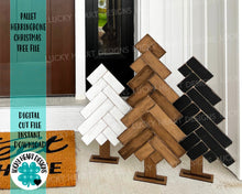 Load image into Gallery viewer, Pallet Herringbone Christmas Tree File SVG, Farmhouse Glowforge, LuckyHeartDesignsCo