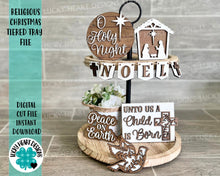 Load image into Gallery viewer, Religious Christmas Tiered Tray File SVG, Christian, Glowforge, LuckyHeartDesignsCO