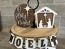 Load image into Gallery viewer, Religious Christmas Tiered Tray File SVG, Christian, Glowforge, LuckyHeartDesignsCO