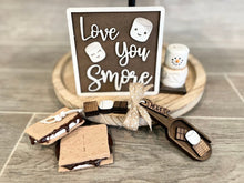 Load image into Gallery viewer, S'mores Tiered Tray Wood Scoop File SVG, Glowforge Summer Camping, LuckyHeartDesignsCo
