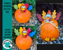 Load image into Gallery viewer, Turkey Pumpkin Cut Out Kids Craft File SVG, Glowforge Thanksgiving, LuckyHeartDesignsCO