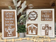 Load image into Gallery viewer, Religious Christmas Interchangeable Leaning Sign File SVG, Glowforge, LuckyHeartDesignsCO