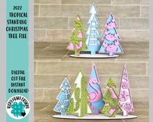Load image into Gallery viewer, 2022 Tropical Standing Christmas Tree File SVG, Glowforge Cactus Nautical, LuckyHeartDesignsCo