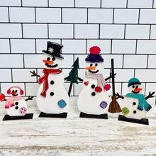Load image into Gallery viewer, Standing Snowmen Family File SVG, Glowforge Snowman Winter Decor LuckyHeartDesignsCo