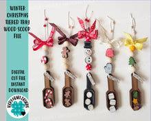 Load image into Gallery viewer, Winter Christmas Tiered Tray Wood Scoop File SVG, Glowforge Bead Garland, LuckyHeartDesignsCo
