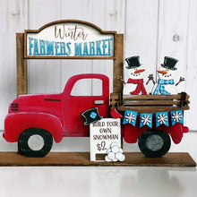 Load image into Gallery viewer, Winter add on Interchangeable Farmhouse Truck File SVG, Glowforge Snowman, LuckyHeartDesignsCo